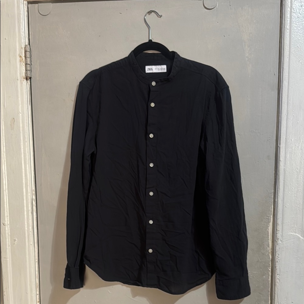 Zara Black Button-Up Blouse
